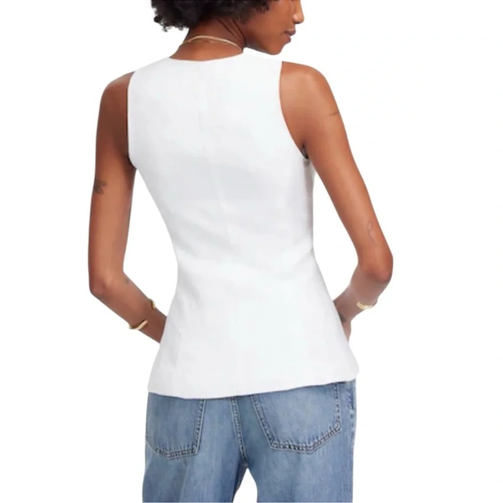 Madewell 100% Linen Scoopneck Cutaway Vest in Salt White - Picture 4 of 7
